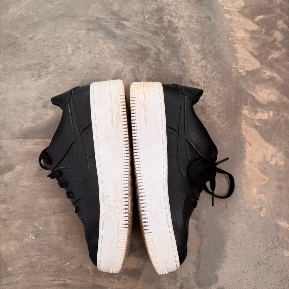 Nike Black Leather Platform Sneakers with White Sole - Picture 3 of 5